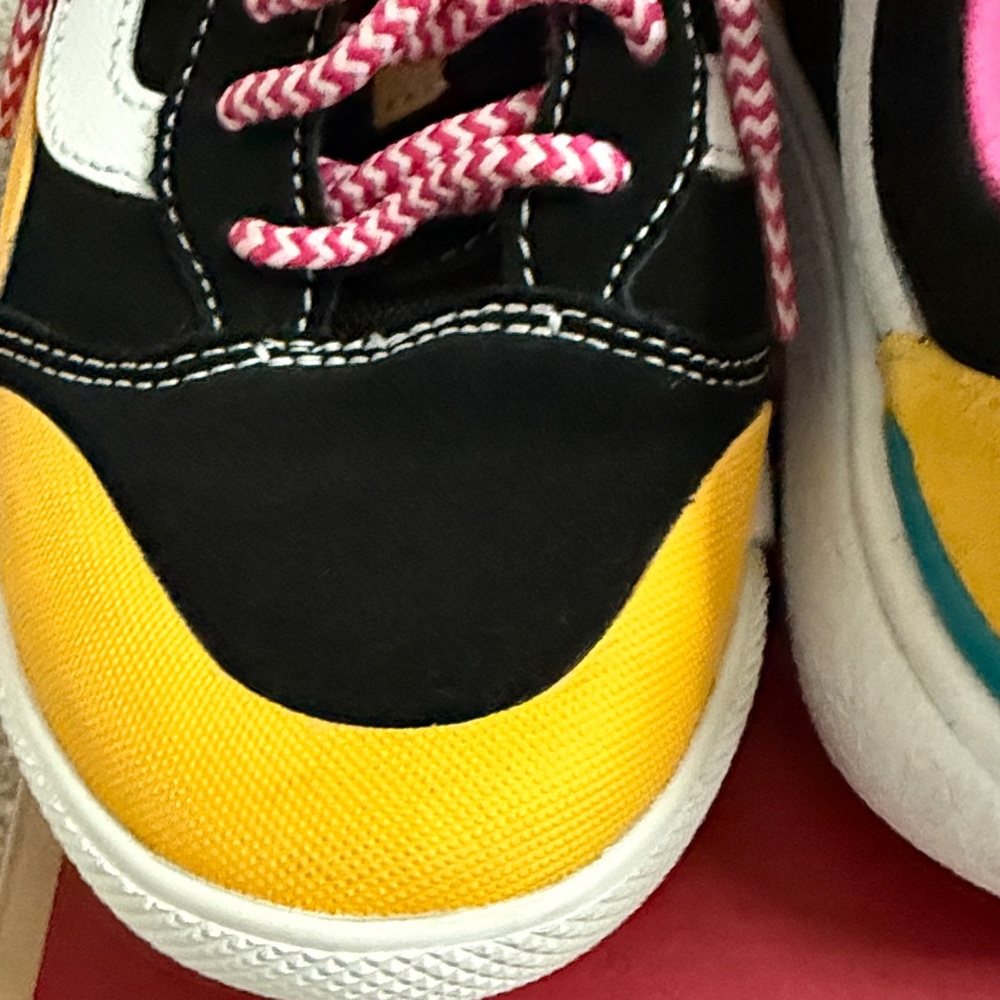 Vans Kids' Black, Yellow, and Pink Sneakers - Picture 2 of 7